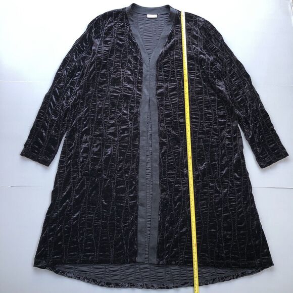 LOGO Lori Goldstein Duster Large Textured Velvet Cardigan Lagenlook Regencycore - Picture 7 of 14